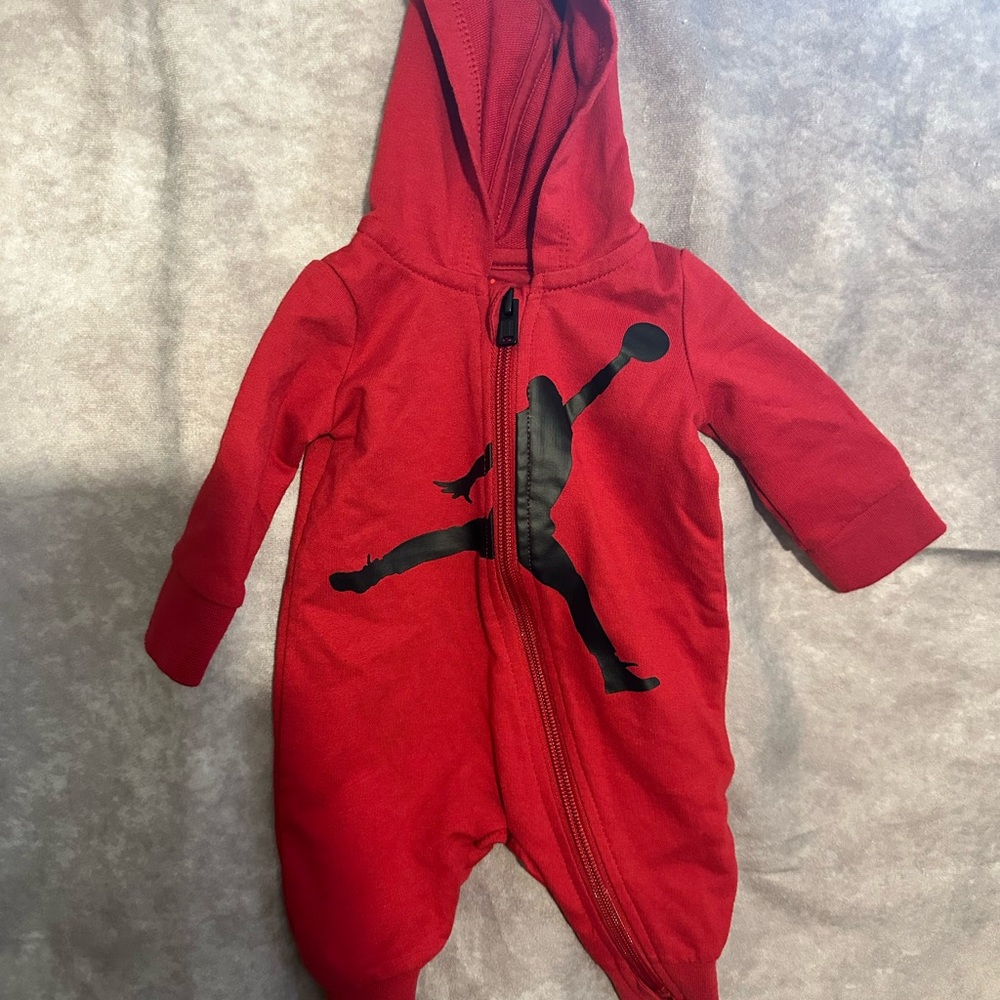 Jordan Red Hooded Kids One Piece